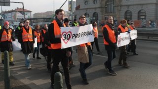 Aktivisté na pražské magistrále